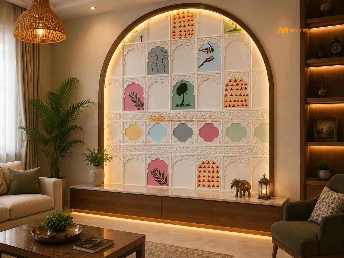 Royal Jharokha Stone Cladding in Living Room